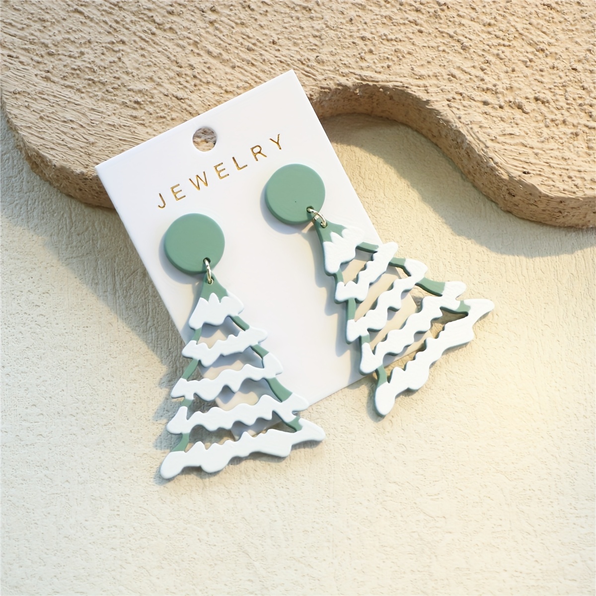 Women's Christmas Hollow-Out Light Green Tree Earrings
